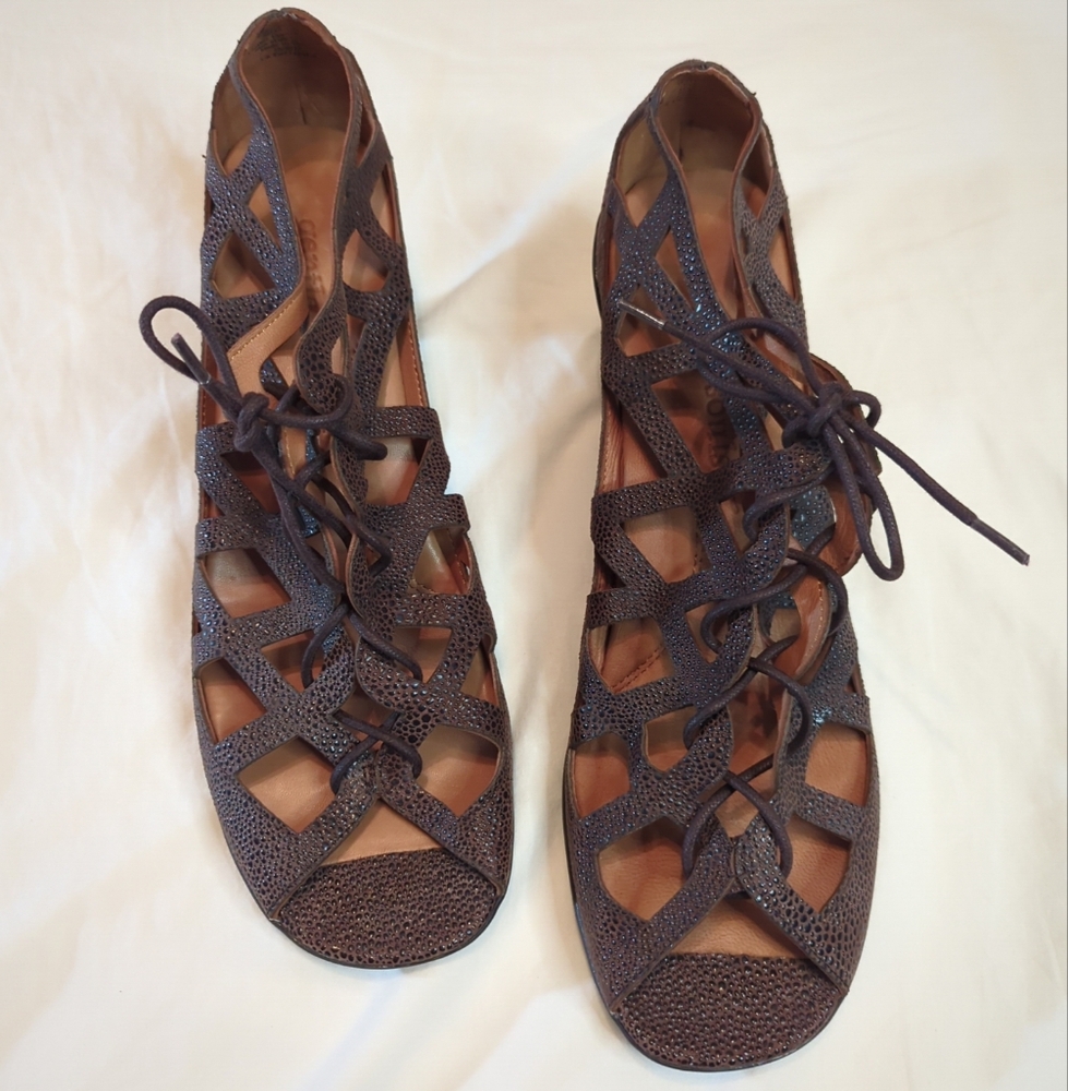 GENTLE SOULS Kenneth Cole Okey Dokey Lace-up High Heels Sandals $209 Brown 11 M
